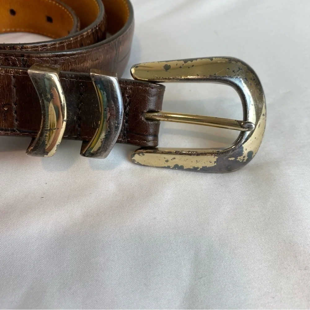 Brighton Vintage Onyx Crocodile Embossed Leather Belt #19408
